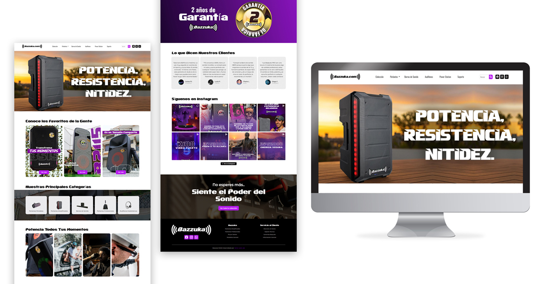 Diseño de portafolio digital para Bazzuka realizado por Home Web Lab